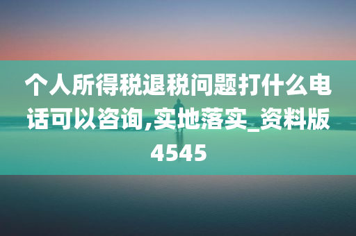 个人所得税退税问题打什么电话可以咨询,实地落实_资料版4545