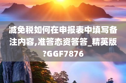 减免税如何在申报表中填写备注内容,准答态资答答_精英版?GGF7876