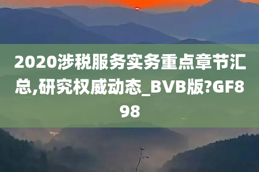 2020涉税服务实务重点章节汇总,研究权威动态_BVB版?GF898