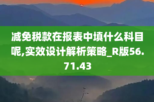 减免税款在报表中填什么科目呢,实效设计解析策略_R版56.71.43