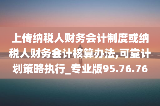 上传纳税人财务会计制度或纳税人财务会计核算办法,可靠计划策略执行_专业版95.76.76