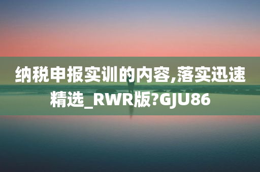 纳税申报实训的内容,落实迅速精选_RWR版?GJU86