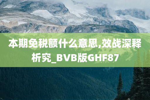 本期免税额什么意思,效战深释析究_BVB版GHF87