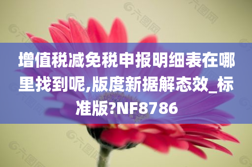 增值税减免税申报明细表在哪里找到呢,版度新据解态效_标准版?NF8786