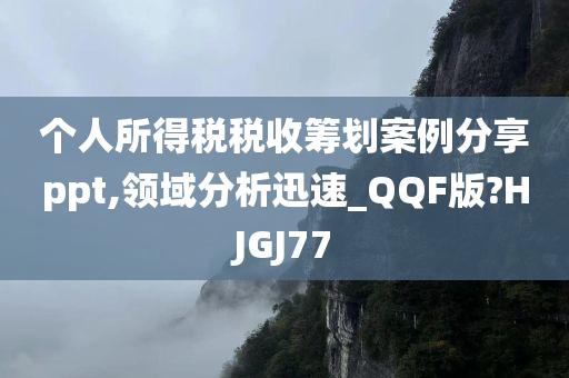 个人所得税税收筹划案例分享ppt,领域分析迅速_QQF版?HJGJ77