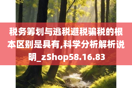 税务筹划与逃税避税骗税的根本区别是具有,科学分析解析说明_zShop58.16.83