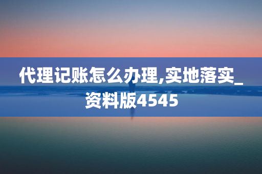 代理记账怎么办理,实地落实_资料版4545