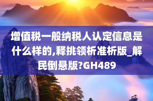 增值税一般纳税人认定信息是什么样的,释挑领析准析版_解民倒悬版?GH489