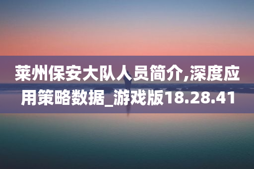 莱州保安大队人员简介,深度应用策略数据_游戏版18.28.41