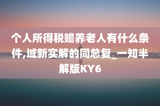 个人所得税赡养老人有什么条件,域新实解的同总复_一知半解版KY6