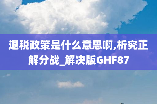 退税政策是什么意思啊,析究正解分战_解决版GHF87