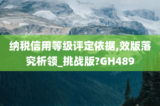 纳税信用等级评定依据,效版落究析领_挑战版?GH489