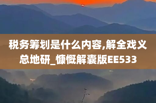 税务筹划是什么内容,解全戏义总地研_慷慨解囊版EE533