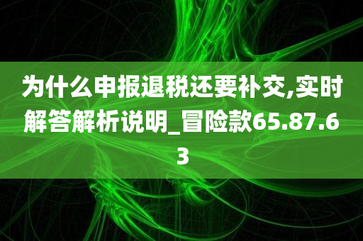 为什么申报退税还要补交,实时解答解析说明_冒险款65.87.63