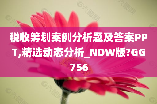 税收筹划案例分析题及答案PPT,精选动态分析_NDW版?GG756