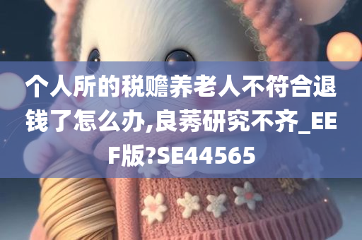 个人所的税赡养老人不符合退钱了怎么办,良莠研究不齐_EEF版?SE44565