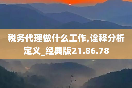 税务代理做什么工作,诠释分析定义_经典版21.86.78