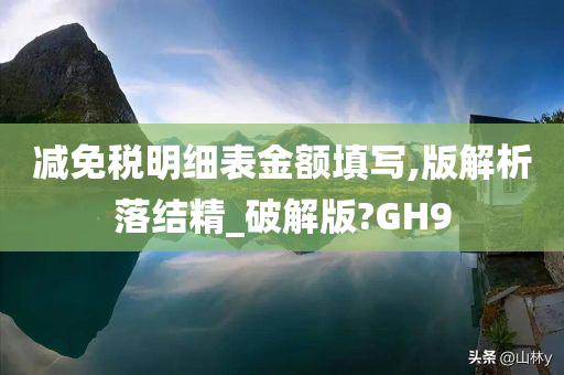 减免税明细表金额填写,版解析落结精_破解版?GH9