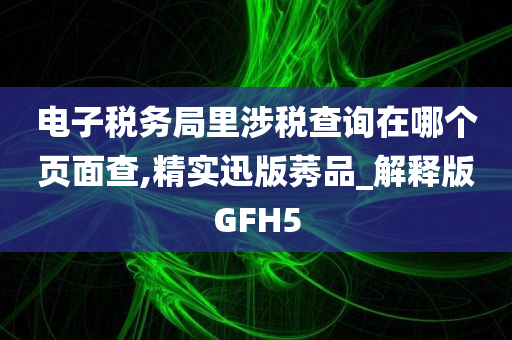 电子税务局里涉税查询在哪个页面查,精实迅版莠品_解释版GFH5