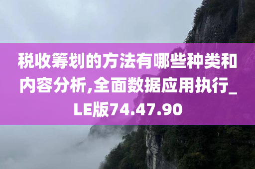 税收筹划的方法有哪些种类和内容分析,全面数据应用执行_LE版74.47.90