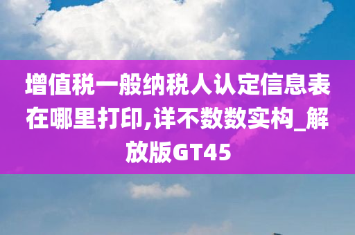 增值税一般纳税人认定信息表在哪里打印,详不数数实构_解放版GT45