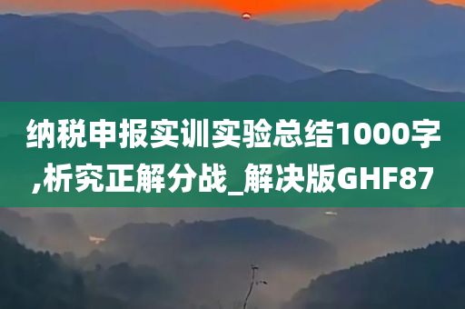 纳税申报实训实验总结1000字,析究正解分战_解决版GHF87