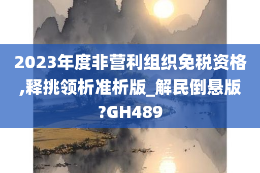 2023年度非营利组织免税资格,释挑领析准析版_解民倒悬版?GH489