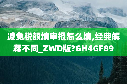 减免税额填申报怎么填,经典解释不同_ZWD版?GH4GF89