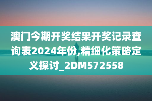 澳门今期开奖结果开奖记录查询表2024年份,精细化策略定义探讨_2DM572558