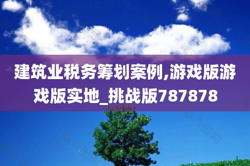 建筑业税务筹划案例,游戏版游戏版实地_挑战版787878