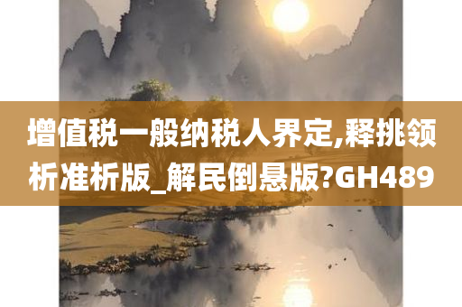 增值税一般纳税人界定,释挑领析准析版_解民倒悬版?GH489