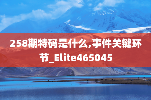 258期特码是什么,事件关键环节_Elite465045