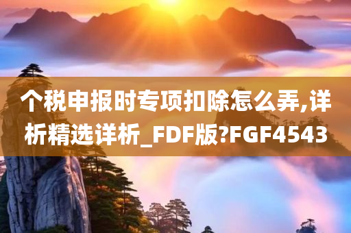 个税申报时专项扣除怎么弄,详析精选详析_FDF版?FGF4543