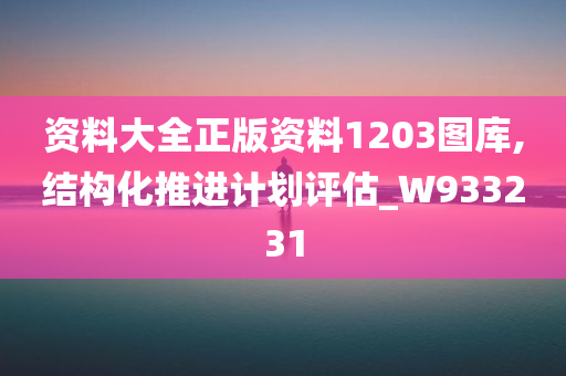 资料大全正版资料1203图库,结构化推进计划评估_W933231