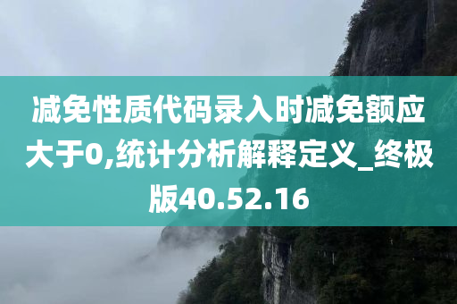 减免性质代码录入时减免额应大于0,统计分析解释定义_终极版40.52.16