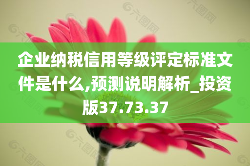 企业纳税信用等级评定标准文件是什么,预测说明解析_投资版37.73.37