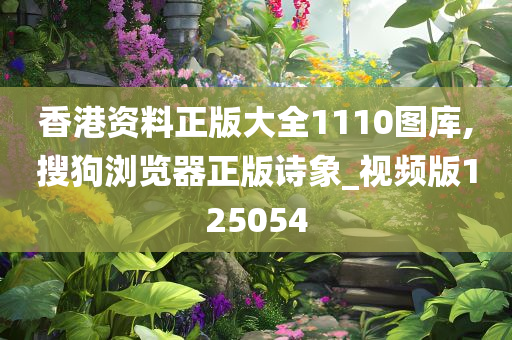 香港资料正版大全1110图库,搜狗浏览器正版诗象_视频版125054