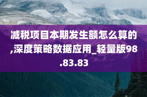 减税项目本期发生额怎么算的,深度策略数据应用_轻量版98.83.83