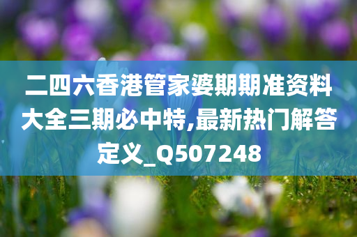 二四六香港管家婆期期准资料大全三期必中特,最新热门解答定义_Q507248