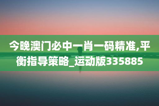 今晚澳门必中一肖一码精准,平衡指导策略_运动版335885