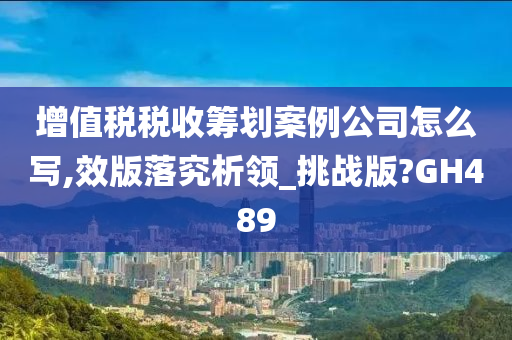 增值税税收筹划案例公司怎么写,效版落究析领_挑战版?GH489