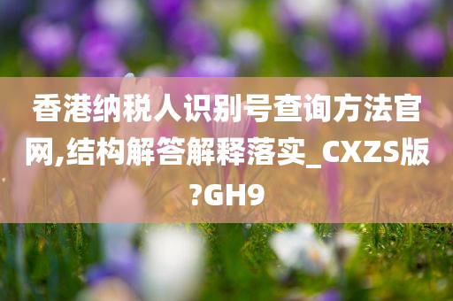 香港纳税人识别号查询方法官网,结构解答解释落实_CXZS版?GH9