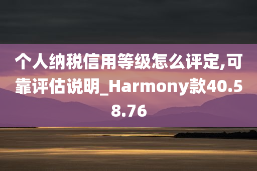 个人纳税信用等级怎么评定,可靠评估说明_Harmony款40.58.76