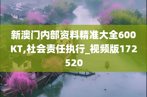 新澳门内部资料精准大全600KT,社会责任执行_视频版172520