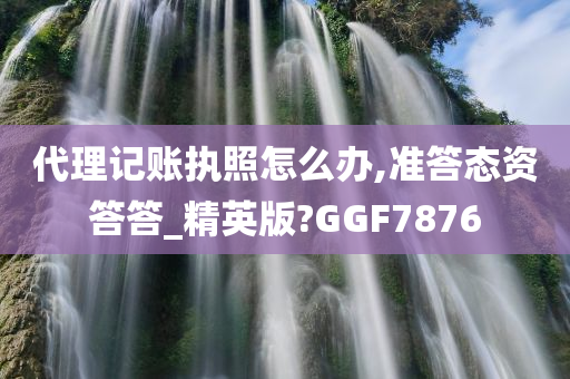 代理记账执照怎么办,准答态资答答_精英版?GGF7876