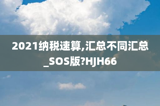 2021纳税速算,汇总不同汇总_SOS版?HJH66