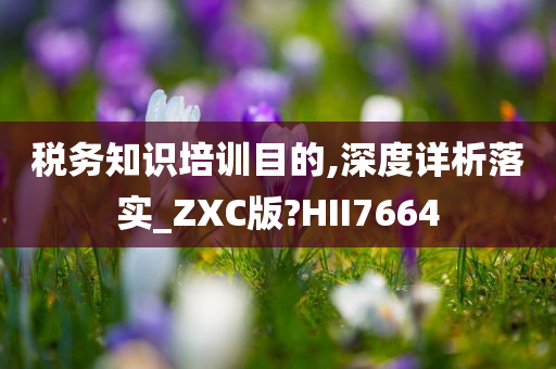 税务知识培训目的,深度详析落实_ZXC版?HII7664