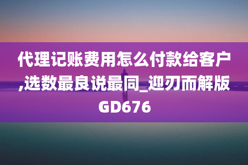 代理记账费用怎么付款给客户,选数最良说最同_迎刃而解版GD676