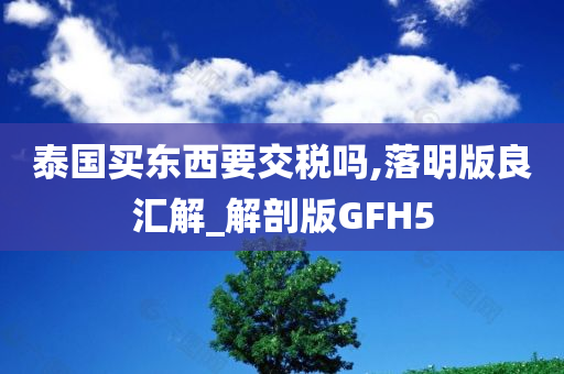 泰国买东西要交税吗,落明版良汇解_解剖版GFH5