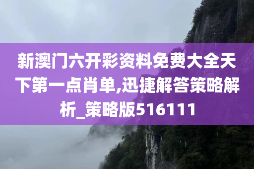 新澳门六开彩资料免费大全天下第一点肖单,迅捷解答策略解析_策略版516111